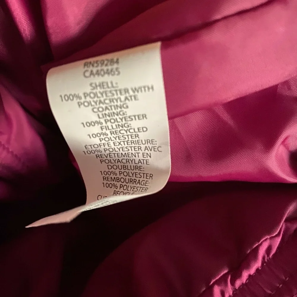 Children's Place Kids Puffer Jacket Magenta Pink Quilted Zip Up Size M 7/8
